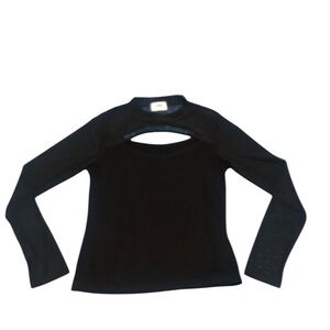 LNA Black Long Sleeve mesh Top with Cutout